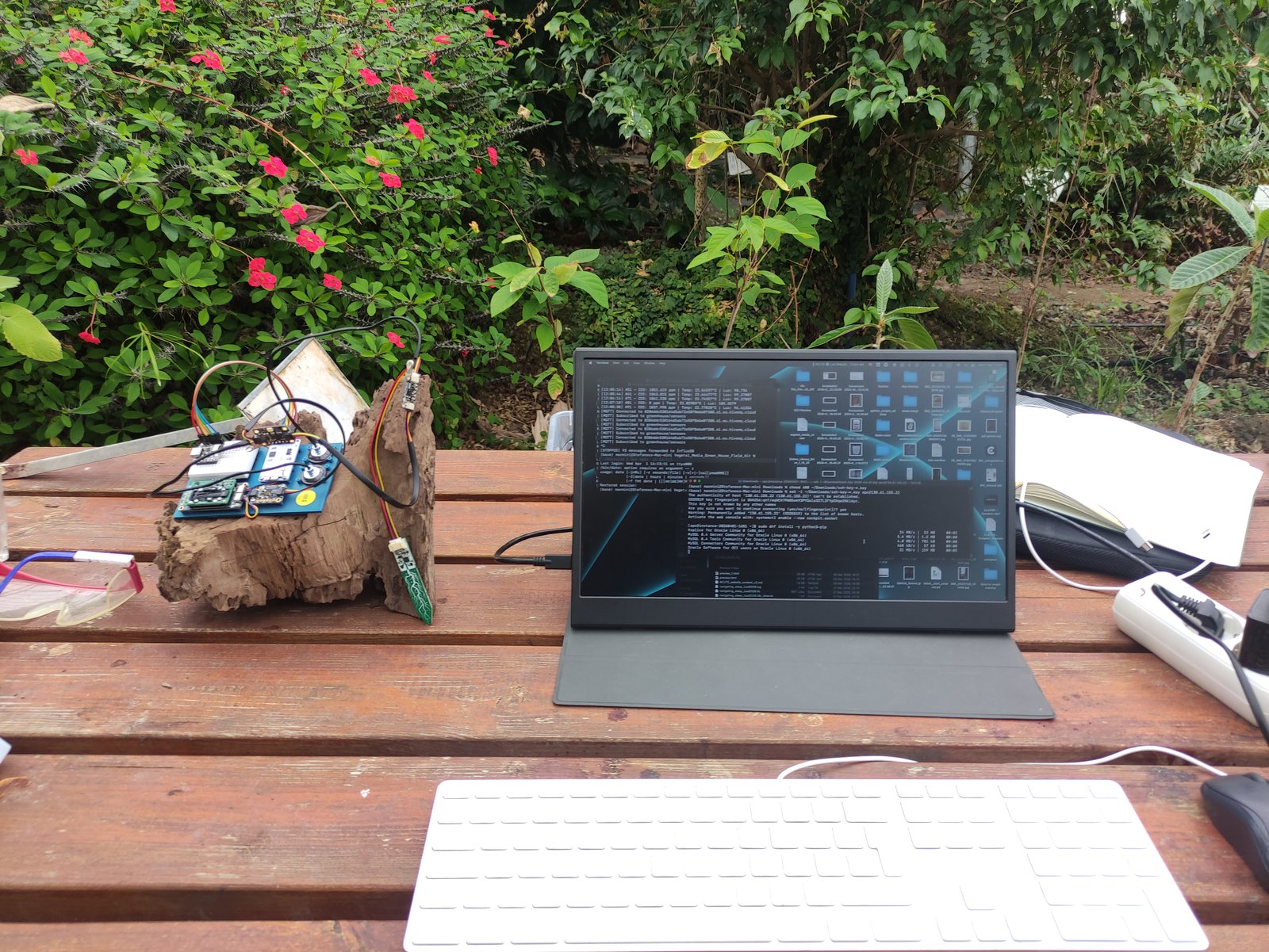 The field kit set up in a tropical greenhouse